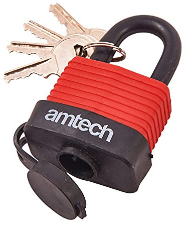 Amtech T0745 40mm Weatherproof Padlock Black & Red