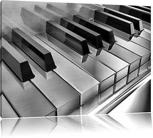 Pixxprint Piano Klaviertasten, Größe: 100x70cm, Leinwandbild, fertig gespannt, Wandbild, Dekoration, Kunstdruck, kein Poster