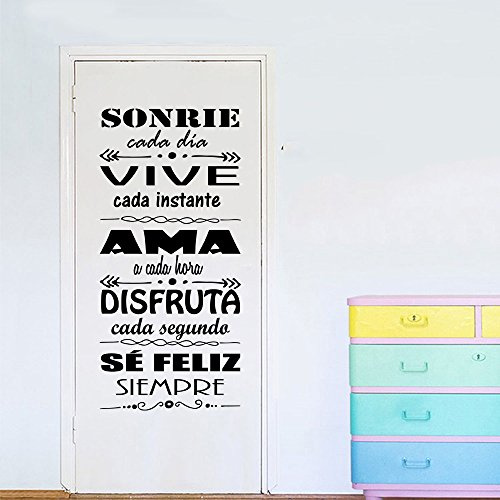 Wandaufkleber: „Sonrie cada día, vive cada momento..”Spruchaufkleber. Aufkleber mit Motivationssprüchen.Aufkleber für Zimmerdekoration.Wandaufkleber mit Motivationsspruch Modell Docliick DC-16136.