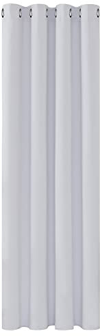 Deconovo Dekoration Vorhang mit Ösen Abdunklungsvorhang Blickdichte Vorhänge Schlafzimmer Dicke Thermogardine Kälteschutz Warm Hitzeschutz, 138x132 cm(HöhexBreite), Silber Grau, 1 Stück