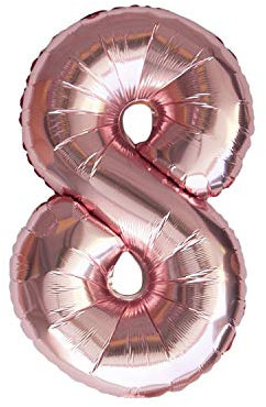 Oblique Unique® Folien Luftballon mit Zahl Nummer in Roségold für Geburtstag Jubiläum Party Deko Folienballon - Zahl wählbar (Nr 8)