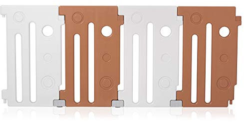 Baby Vivo Laufgitter Laufstall Zusatzpaket Baby Absperrgitter Krabbelgitter Schutzgitter für Kinder aus Kunststoff mit Tür und Spielzeug - Charly - 4 Elemente erweiterbar
