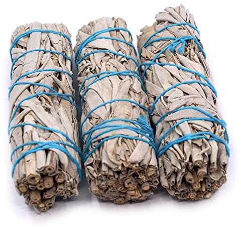Farbenwald - Weißer Salbei, 3 Bündel zum Räuchern, rd. 11cm lang, aus Kalifornien, Smudge Sticks, Salvia Apiana, Räucherwerk