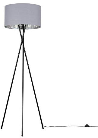 MiniSun | Modern Gloss Black Metal Tripod Floor Lamp with a Grey and Chrome Shade | Floor Lamps & Torchieres, Home Décor, Improvement & Lifestyle Essential