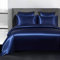 Omela Bettwäsche Satin 200x200 Blau Einfarbig Glatt Glänzend Bettbezug mit Reißverschluss 3 Teilig 100% Glanzsatin Polyester Sommerbettwäsche Set Kissenbezüge 80x80 cm