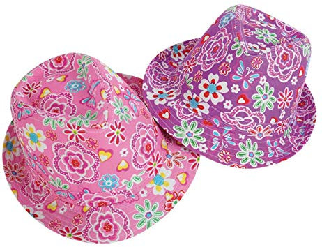 KarnevalsTeufel Trilby Party Hut Discohut Sommerhut Flower Power Lila Festival Accessoire Verschiedene Designs und Farben (Flower Lila)