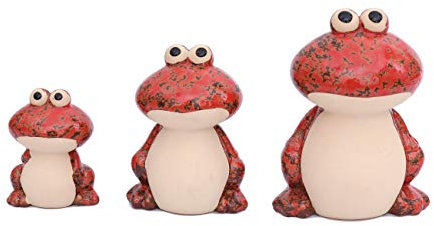 Flanacom Dekofiguren Set aus Keramik - Tierfiguren für Innen und Außen - Deko-Artikel für Wohnung & Garten - Tier Gartendeko Wohnzimmerdeko (Frosch 3er Set)