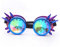 ZAIQUN Steampunk Brille, Kaleidoskop Brille mit Regenbogen Kristallgläsern, Vintage Gothic Rave, Blau / Violett, One size