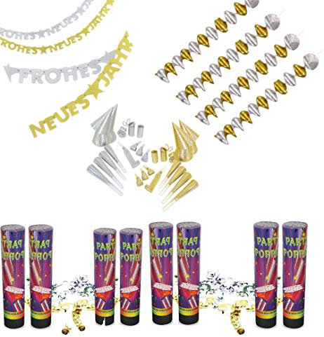 KarnevalsTeufel Party-Set Gold/Silber Verschiedene Dekorationsartikel 42-teilig Silvester