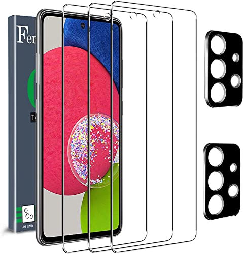Ferilinso [5 Pièces 3 Pièces Verre Trempé pour Samsung Galaxy A52 4G&5G/ A52s 5G Protection écran + 2 Pièces protection Caméra Samsung Galaxy A52 4G&5G/ A52s 5G Caméra Arrière Protecteur