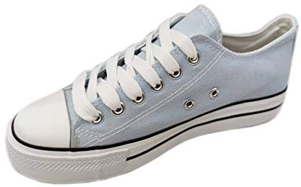 Zapatillas de Color Canvas Lona Mujer Celeste T.41