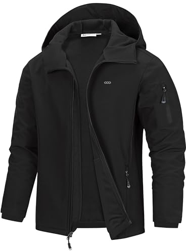 33,000ft Men's Hooded Softshell Jacket Waterproof Lightweight Insulated Windbreaker Fleece Lined Rain Shell Jacket
