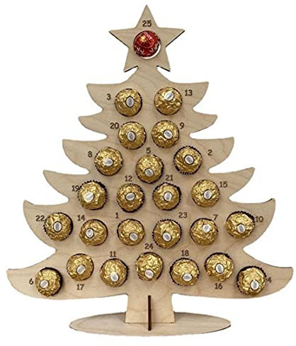 ALMAK Holz Pralinenständer Weihnachtszucker Adventskalender Weihnachtsbaum/Elch Schokoladenhalter Saisonale Dekoration