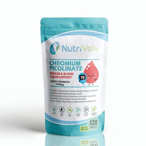 NutriVolv Chromium Picolinate 1000µg | High Strength 120 Tablets | Glucose Metabolism & Cravings Support | Energy & Weight Management | Vegan Supplement