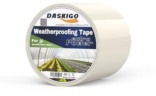 DASKIGO Extra Strong Greenhouse Repair Tape (100mm*25m), Clear Polythene Polytunnel repair Tape, Gardening, Farming