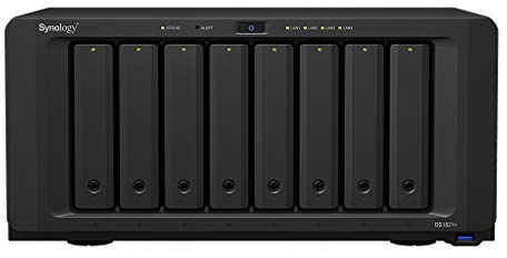 Synology DiskStation DS1821+ NAS Server with Ryzen 2.2GHz CPU, 32GB Memory, 80TB HDD Storage, 1TB M.2 NVMe SSD, 4 x 1GbE LAN Ports, DSM Operating System