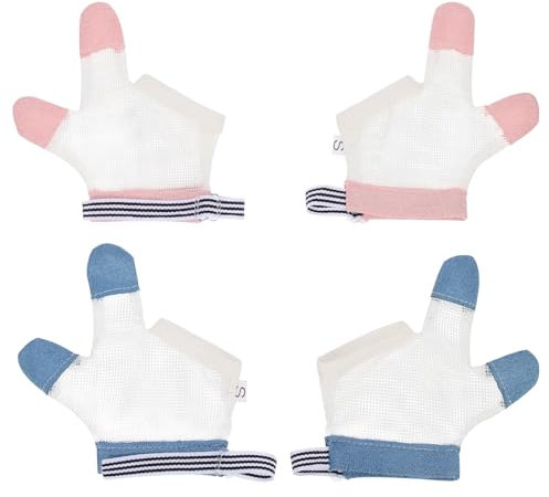 FOMIYES 2 Paar Anti-Daumenlutsch-Handschuhe FüR Kinder, Fingerschutz Zum Stoppen Von NäGelkauen Und Fingerlutschen, Tragbare Mesh-FäUstlinge FüR Zuhause Und Unterwegs