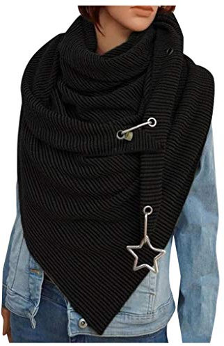 POIUIYQA Schal Damen Halstuch Dreieckschal Schnallenschal Halstücher Winter Flauschiger Schal Druck schals Wickelschals Lässige Frauen Warmer Weicher Schal Scarf Damen Winterschal