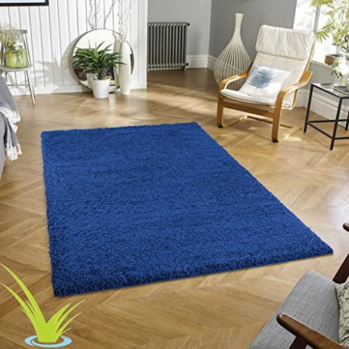 Wadan 200x290cm Navy Blue Shaggy Rugs Living Room |5mm Thick Pile | Extra Large Small Medium | Rectangular Size | Soft Touch | Living Room Area Rugs | Non Shedding