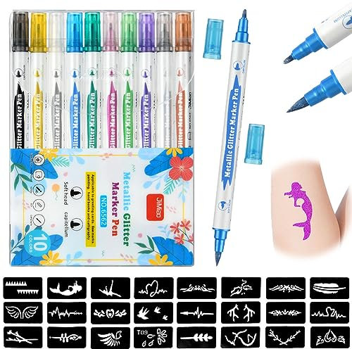 AOMIG Crayons de Peinture pour Visage Corps, 10 Couleurs Crayon Maquillage Enfant, Marqueurs de tatouage temporaires pour Enfants et Adultes, Festival, Anniversaire, Halloween, Maquillage Cosplay