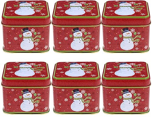 BESTonZON 6 Stücke Metall Keksdosen Plätzchendosen Weihnachtsdose Gebäckdosen Kleine Metalldose Leere Blechdosen mit Deckel Blech Dosen Retro Vorratsdose Vintage Süßigkeiten Behälter