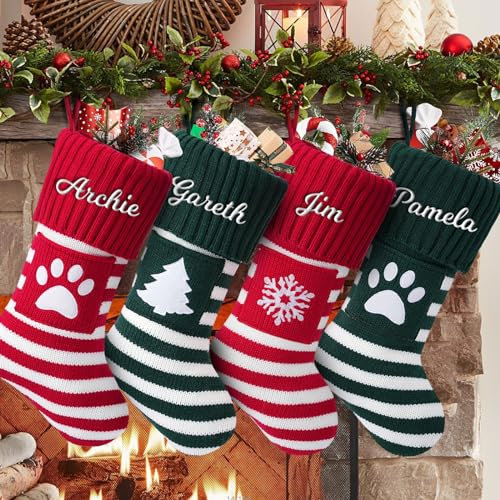 MJARTORIA Nikolausstrumpf Personalisiert Weihnachtsstrumpf, 18inch Große Nikolausstiefel zum Befüllen, Weihnachtssocken zum Aufhängen Kamin Weihnachtsbaum Deko