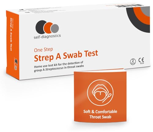 self-diagnostics Streptokokken Schnelltest - Strep A Rachenabstrich Antigen Test für Zuhause - Streptokokken A Selbsttest für Erwachsene & Familien (2 Tests (IVD))