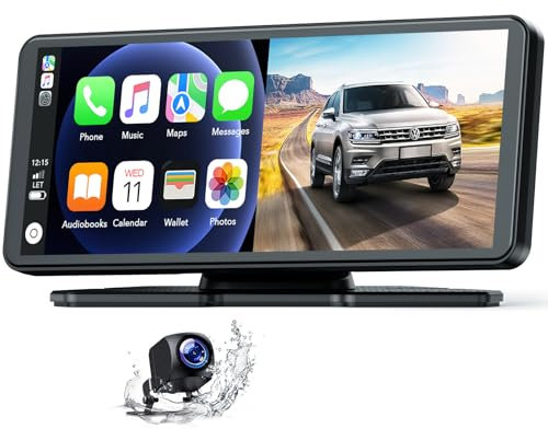 Volam 6.86 Pollici Autoradio Portatile con Wireless A-pple Carplay Android Auto con Telecamera per Auto, 2.5K+1080P Doppio Dash Cam, Car Audio Radio con Bluetooth, Controllo Vocale, GPS, Mirror Link