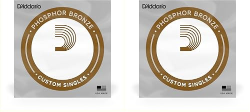 D'Addario PB024 Phosphor Bronze Wound Acoustic Guitar Single String.024 (Pack of 2)