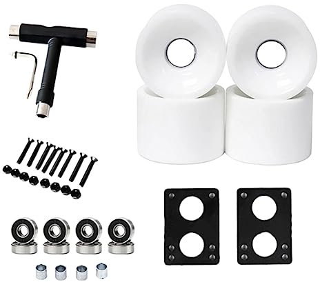 Loufy 80A Skateboard Rollen mit Lager Longboard PU Cruiser Wheels Street Upgrade , Weiß