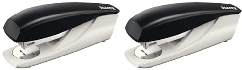 Leitz NeXXt Bürotacker aus Metall, Für 30 Blatt, Ergonomisches Design mit Nachfüllanzeige, Inkl. Heftklammern, Schwarz, 55000095 (Packung mit 2)