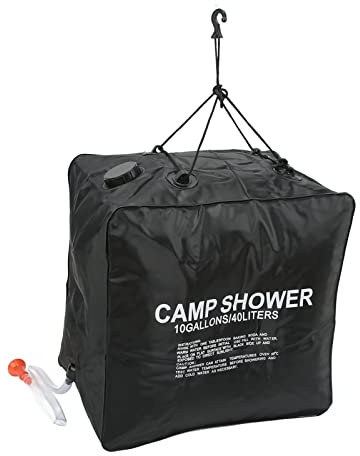 Gavigain 40L Camp Duschsack, Solar Camp Duschsack mit Sprayer, PVC Gummi Kunststoff Tuch Textur UV Proof Beschichtung Dusche Wassersack für Outdoor