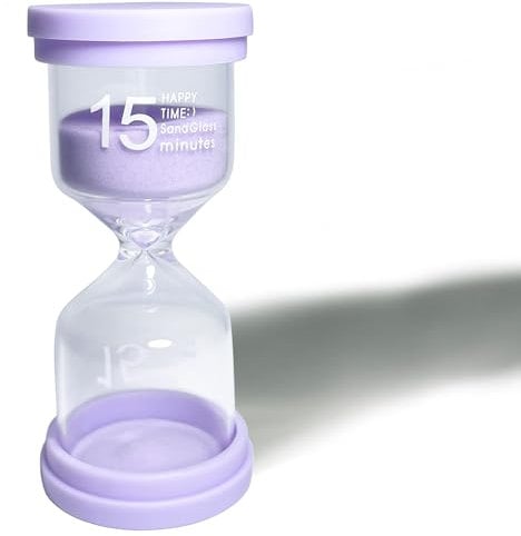 Sanduhr für Kinder Buntes Sanduhren Sand Timer 15 Minuten Zähneputzen Zeitanzeige Zeitmesser Sanduhren Glas Timer Klassenzimmer Spiel Küche Zuhause Büro Dekoration