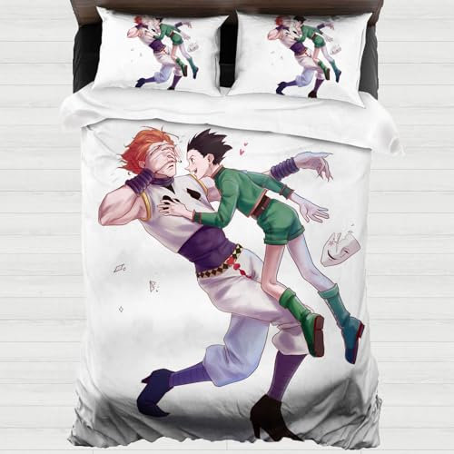XYOK Gon Freecss 3D Drucken Bettwäsche 135x200 Jungen,Kopfkissenbezug Hunter Bettbezug Weiche Mit Reißverschluss Bettwäsche-Sets (Hisoka, 135x200cm)