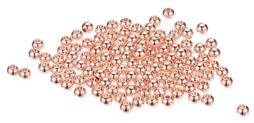 sourcing map 14K Rondelle Beads OD 5 mm ID 1.5 mm Rose Gold Plated Gold Brass Round Metal Beads Smooth Beads for DIY Jewelry Craft Making 120 Pcs