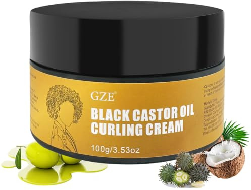 GZE Lockencreme mit schwarzem Rizinusöl, Lockenverstärker und Kräuselkontrolle für lockiges Haar, definiert Locken Stylingcreme, 100 ml