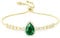 Linawe Emerald Green Bracelet for Women, Gold Chain Charm Bracelet Crystal Imitation Diamond Rhinestone Birthstone Moissanite Cubic Zirconia Bracelet Set, Prom Costume Wedding Jewellery