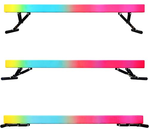 FC FUNCHEER 8FT Adjustable Balance Beam for Kids Gymnastics - 4-Knob Quick-Adjust, Tri-Lock Stability, Competition 4 Width, 3 Heights (17/32/42cm) for Home Training Equipment Ages 4+