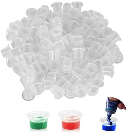 200 Piezas Tazas de Tinta para Tatuajes, Vasos de Tinta para Tatuaje, Tazas de Tinta para Tatuajes de Plástico, Tamaño Pequeño 8MM para Suministros de Tinta para Tatuaje