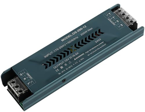 JOYELEC 200W 12V 16.5A LED Trafo Treiber Netzteil Schlankes LED-Schaltnetzteil für Heimtechnik Eingang Treiber Transformator AC230V auf DC12V Ausgang geeignet für Niederspannungs-Lichtleisten