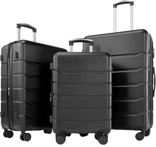 DUMOS 3tlg. Hartschalenkofferset Hard Shell Basic Hartschalenkoffer Trolley Koffer offerset Gepäck Reisekoffer Reisek Rollkoffer Schloss 4 Rollen Hartschale Teleskopgriff