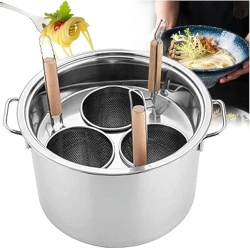 PGKTKCWH Pentole per Pasta 3/4/5 Fori Pentola per cuocipasta in Acciaio Inox con cestello per Inserto colino, Pentola per cuocipasta in Acciaio Inox, Set per cuocipasta, tagliatelle, verdur
