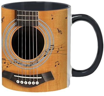 Guitar Coffee Mug, Musical Notes Design Guitar Piano Coffee Mugs, 350ml/11oz Ceramic Coffee Mug, Music Themed Coffee Mugs, Novelty Musical Notes Guitar Coffee Cup, For Coffee&Tea&Milk, Music Lover
