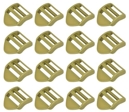 sourcing map 16Pcs Plastic Ladder Slider, 1-1/2 (38mm) Khaki Adjustable Lock Buckles Tension Lock Tri-Glides for Belt Backpack Straps Parts Replacement