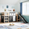 IKAYAA Hochbett mit Rutsche, Kinderbett mit Rutsche, Hausbett 80 x 200 cm,Bett mit Rutsche & Leiter, Hochbett für Kinder, Spielbett, ohne matratze, Schwarz
