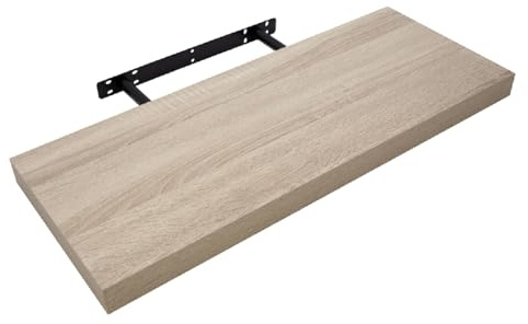 Anika Floating Shelf/Includes Fixtures / 3.8cm Thick Hollowboard and PVC Wood Effect Finish/Bedroom/Kitchen/Living Room/Office (Limed Oak, 60cm)