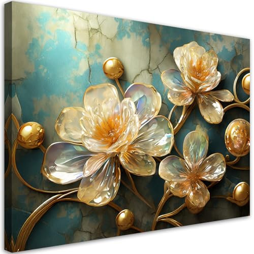 Feeby Impression sur toile - Fleurs de verre Abstraction - decoration chambre - 90x60 cm - decoration murale - decoration maison - Moderne - ART - poster mural