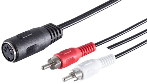 1aTTack.de 5x 0,2m 5 pol DIN Buchse auf 2 Cinchstecker Stereo + Masse Hochwertiges Audio Adapterkabel Vergossene Stecker Vernickelte Kontakte Perfekt für HiFi Musikanlagen Studio Equipment