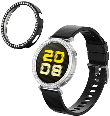 kwmobile 2X Kunststoff Hülle kompatibel mit Huawei Watch GT5 41mm / Watch GT4 41mm Schutzhülle Schutzrahmen - Glitzer Schutz Zubehör in Transparent Schwarz