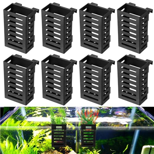YOFAPA 8 Stück Aquarien-Pflanzenhalter, hängende Aquarien-Pflanzgefäße mit Haken, Pflanzenhalter für Aquarien, Wasserpflanzentöpfe, Wasserpflanzenbecher für die Aquascape-Dekoration